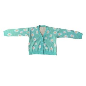 floral pattern drop shoulder button down daisy flower cardigan